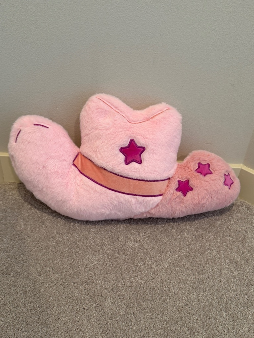 Pink Star Plush Cowboy Hat Warming Snug Bug Pillow - NEW